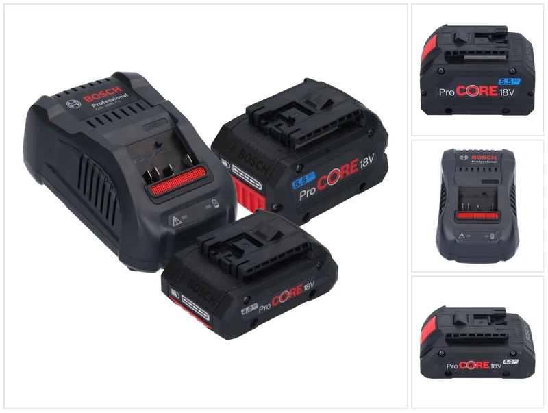 Kit de démarrage Bosch 1x batterie ProCORE 18 V 5,5 Ah + 1x batterie ProCORE 18 V 4,0 Ah + chargeur GAL 1880 CV ( 1600A0214A )