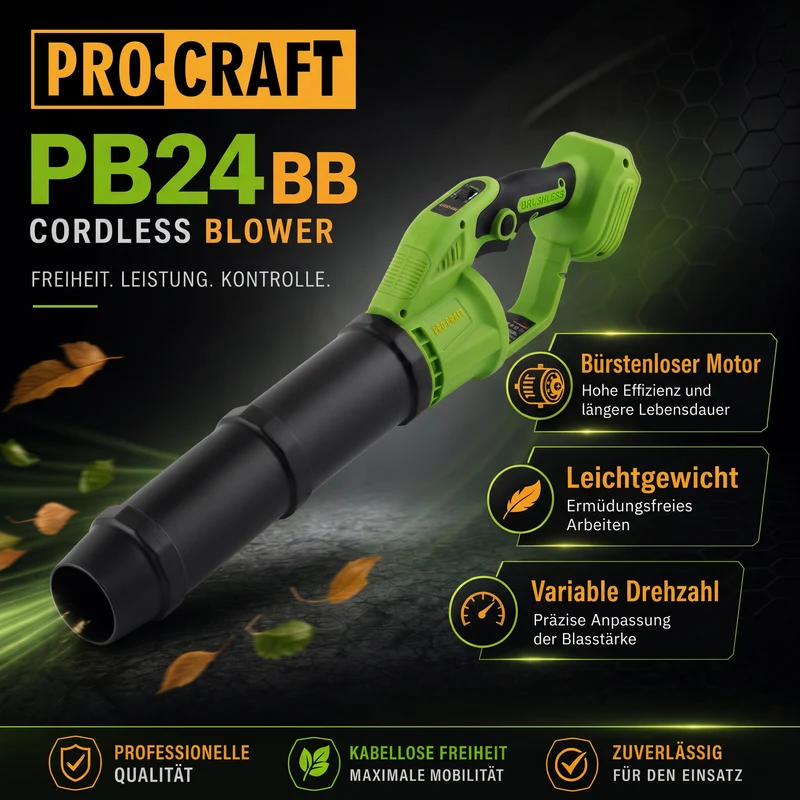 Procraft PB24b Souffleur de feuilles sans fil 20 V Brushless Solo - sans batterie, sans chargeur
