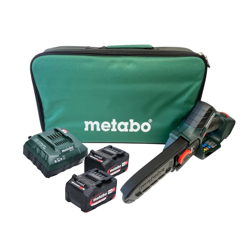 Metabo MS 18 LTX 15 Akku Gehölzsäge 18 V 15 cm 5 m/s + 2x Akku 4,0 Ah + Ladegerät + Tasche
