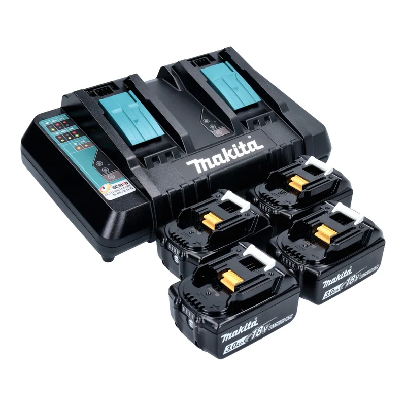 Aspirateur sans fil Makita DVC 560 PF4 36 V (2x 18 V) 5 l Brushless + 4 batteries 3,0 Ah + chargeur