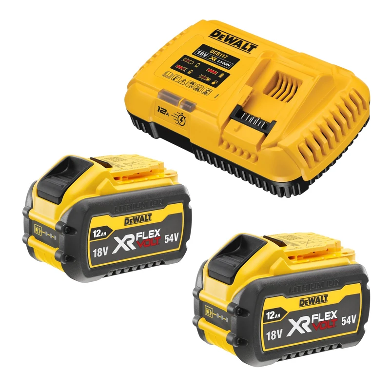 Kit de démarrage DeWalt DCB 117 Y2 18 V : chargeur 12 A + 2 batteries DCB 548 12,0 Ah
