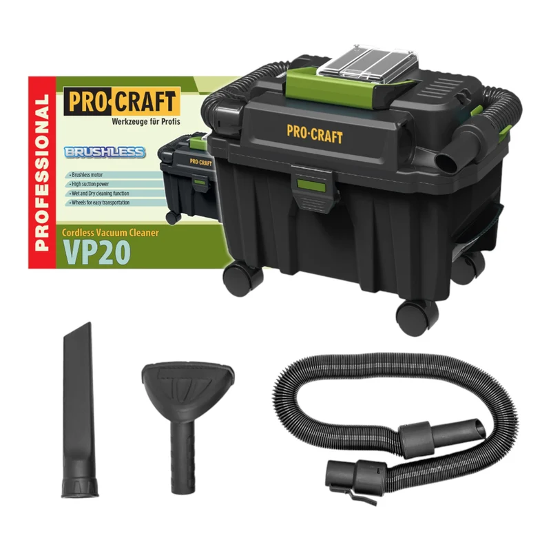 Procraft VP20 Aspirateur industriel sans fil 20 V 10 l Brushless Solo - sans batterie, sans chargeur