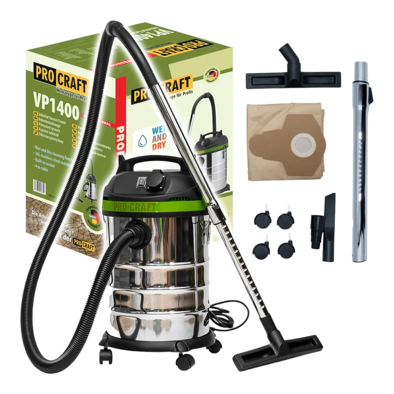 Procraft VP1400 Aspirateur eau et poussière 1400 watts 30 litres de capacité