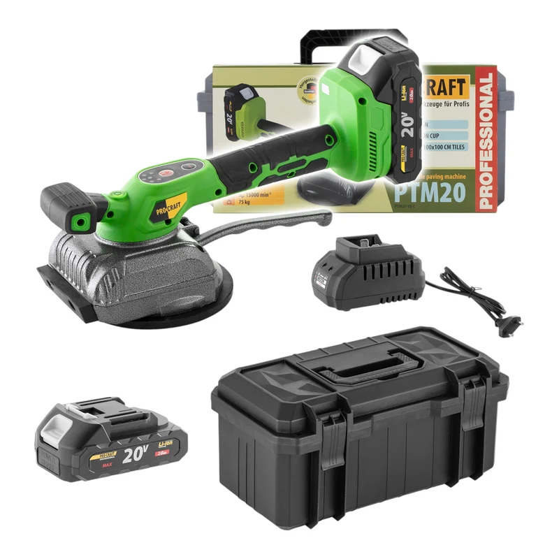 Procraft PTM20-1b-c Aspirateur de carrelage à batterie 20 V + 1x batterie 2,0 Ah + chargeur + coffret