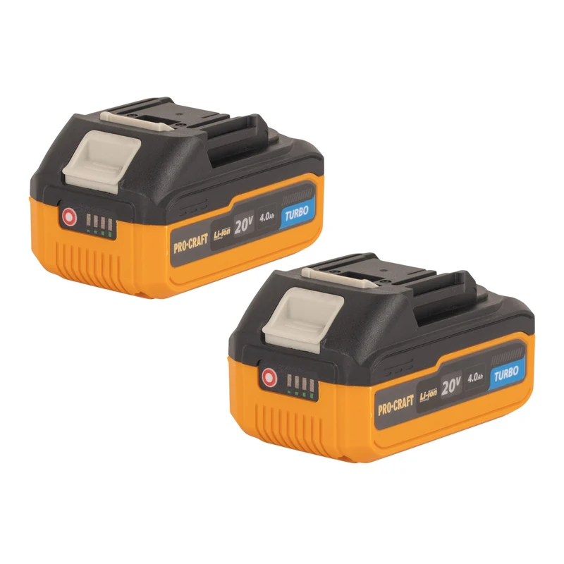 Procraft 2x 20/4 Turbo batterie 20 V 4,0 Ah / 4000 mAh Li-ion avec indicateur de charge