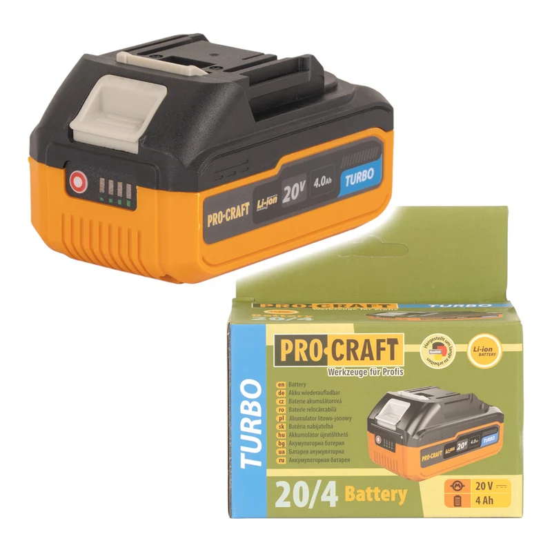 Procraft 2x 20/4 Turbo batterie 20 V 4,0 Ah / 4000 mAh Li-ion avec indicateur de charge