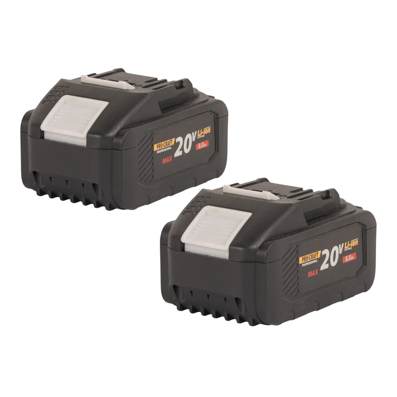 Procraft 2x 20/8 batterie 20 V 8,0 Ah / 8000 mAh Li-ion avec indicateur de charge
