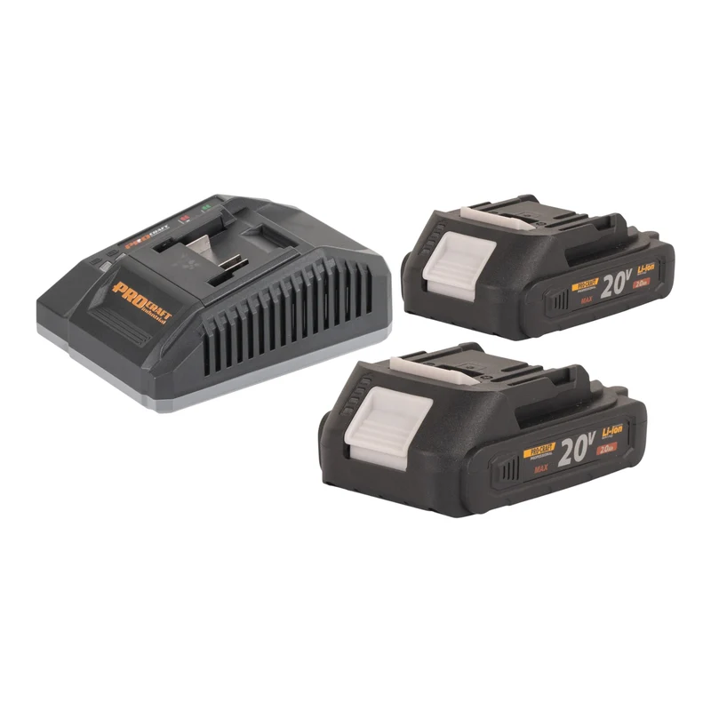 Procraft Starter Pack C20/6.5 chargeur rapide 20 V 6,5 A + 2x 20/2A batterie 2,0 Ah