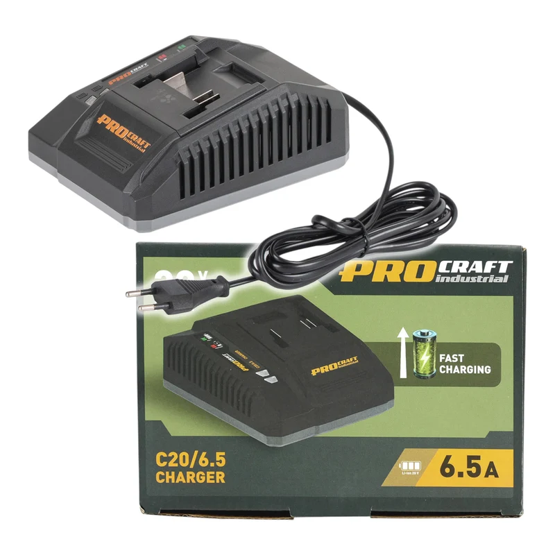Procraft C20/6.5 Chargeur rapide 20 V 6,5 ampères pour batteries Li-Ion