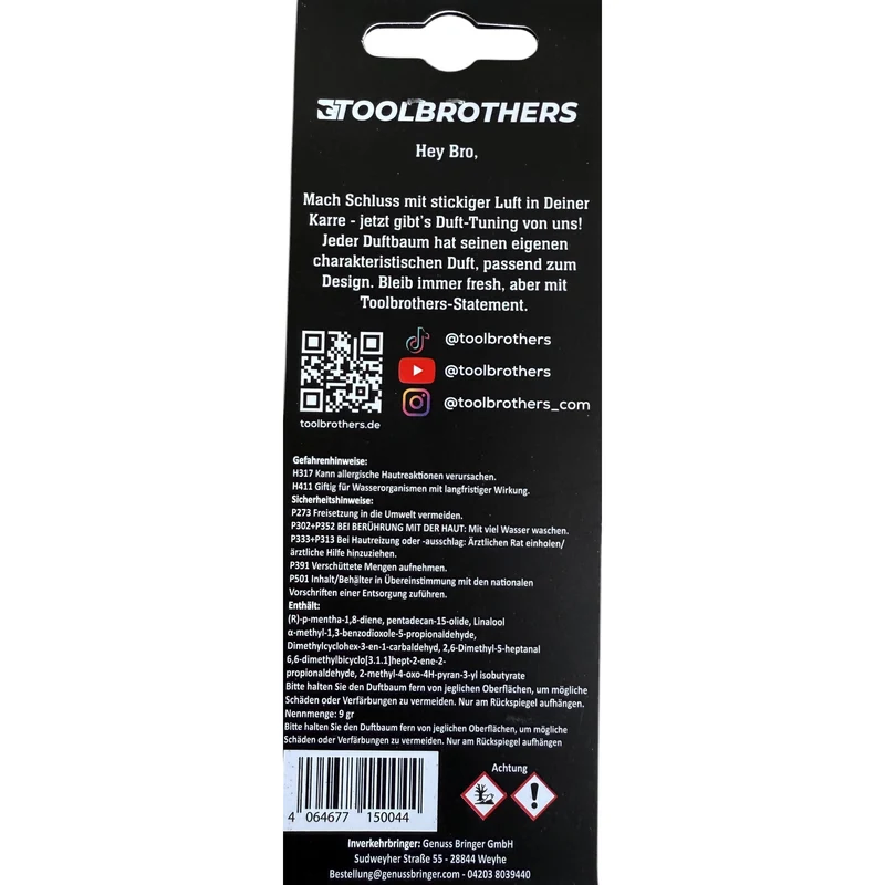 Toolbrothers Duftbaum - Winkelschleifer Design - Duft BLACK PINE - hölzerne mit frischen Duftnoten