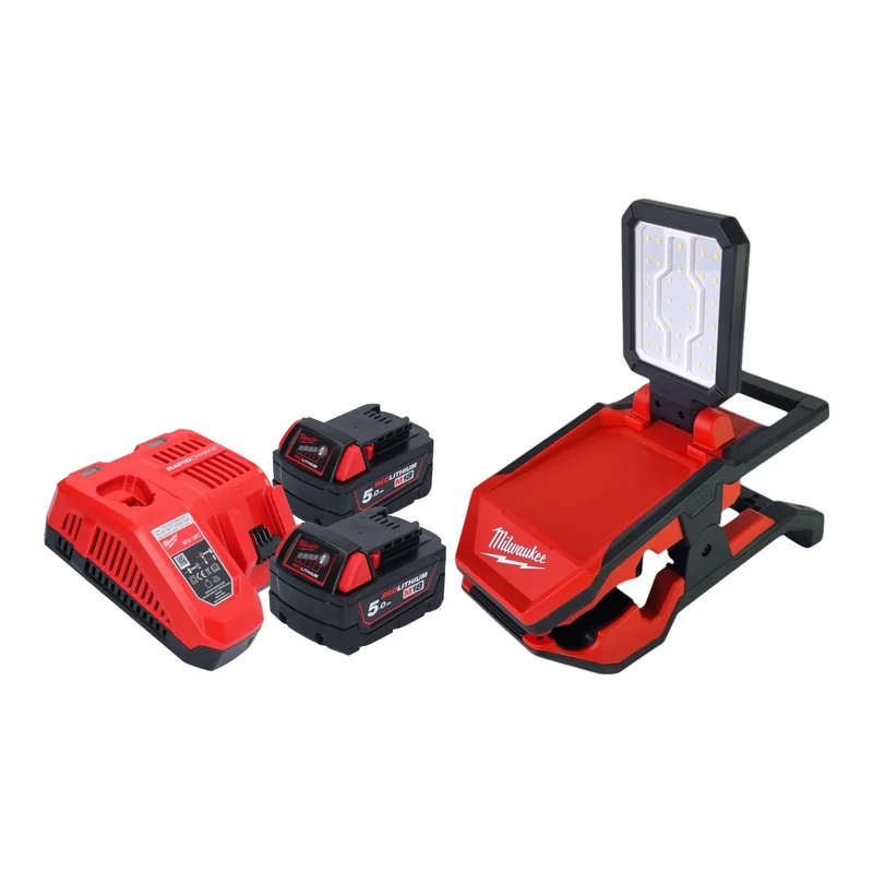 Milwaukee M18 PAL2-502 Lampe sans fil 18 V 2000 lm IP20 + 2x batterie 5,0 Ah + chargeur