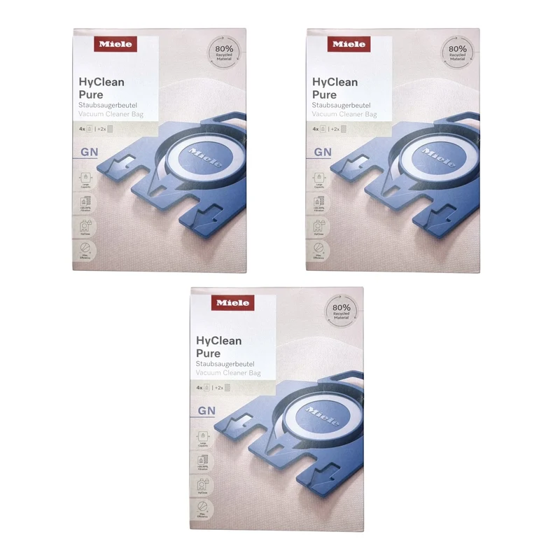 Miele 3x HyClean Pure GN Sacs à poussière 12 pièces avec filtre ( 3x 12421130 ) pour Complete C2 / C3 / Classic C1 / S8 / S5 / S2