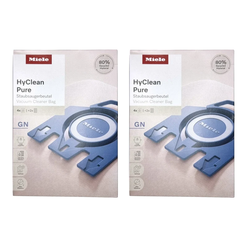 Miele 2x HyClean Pure GN Sacs à poussière 8 pièces avec filtre ( 2x 12421130 ) pour Complete C2 / C3 / Classic C1 / S8 / S5 / S2
