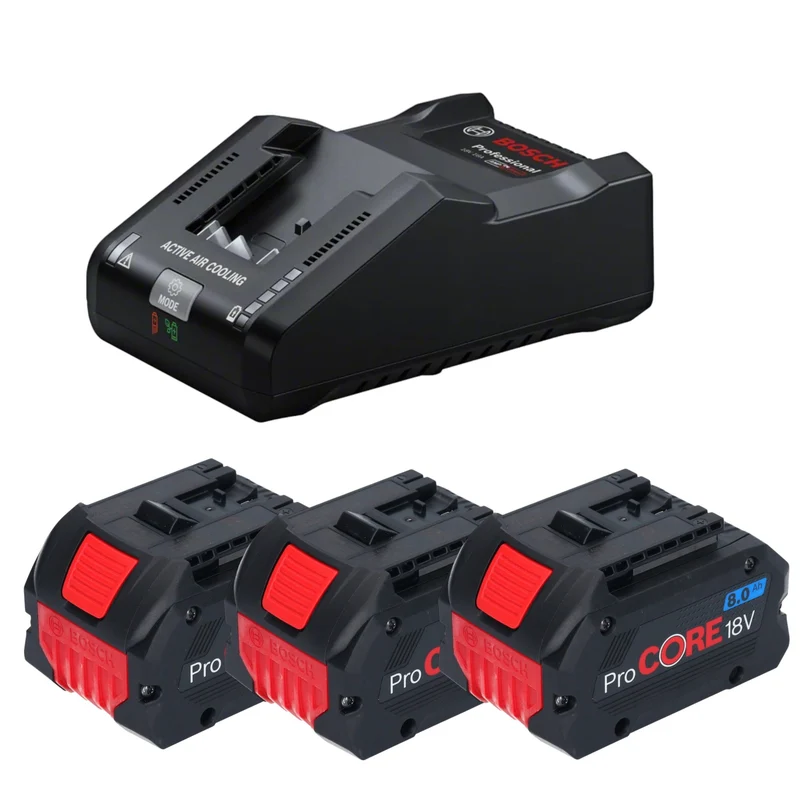 Bosch Kit de démarrage - 3x Batteries GBA ProCORE 18 V 8,0 Ah (3x 1600A016GK) + Chargeur GAL 18V-160 C (1600A019S5)