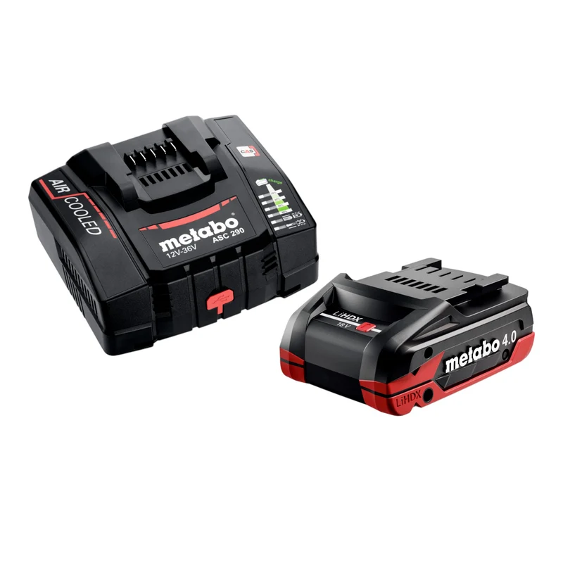 Metabo Set de base 1x bloc batterie LiHDX 18 V 4,0 Ah ( 624974000 ) + chargeur ASC 290 ( 627370000 )