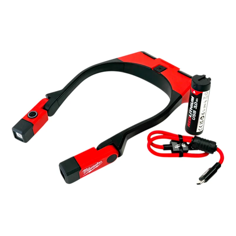 Milwaukee L4NL400-301 Lampe de nuque sans fil IP 50 400 lumens USB ( 4933479898 ) + 1x batterie 3,0 Ah + câble USB