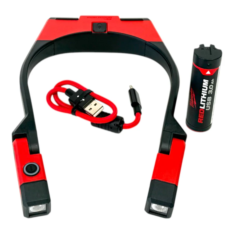 Milwaukee L4NL400-301 Lampe de nuque sans fil IP 50 400 lumens USB ( 4933479898 ) + 1x batterie 3,0 Ah + câble USB