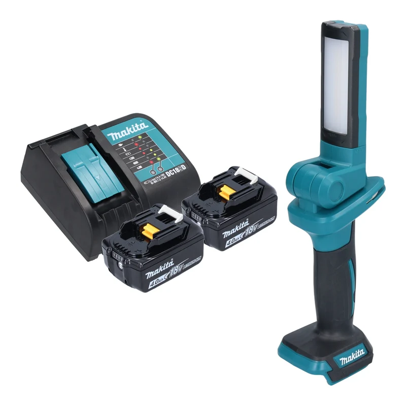 Makita DML 816 SM Lampe de travail sans fil 18 V 100 - 500 lm LED + 2x batterie 4,0 Ah + chargeur