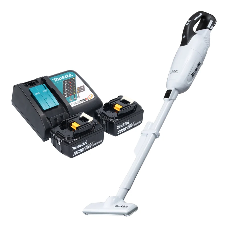 Makita DCL 281 FRGW Aspirateur sans fil 18 V blanc Brushless + 2x batterie 6,0 Ah + chargeur