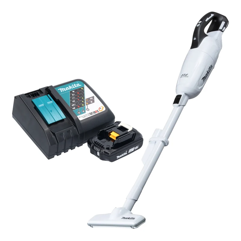 Makita DCL 281 FRA1W Aspirateur sans fil 18 V blanc Brushless + 1x batterie 2,0 Ah + chargeur