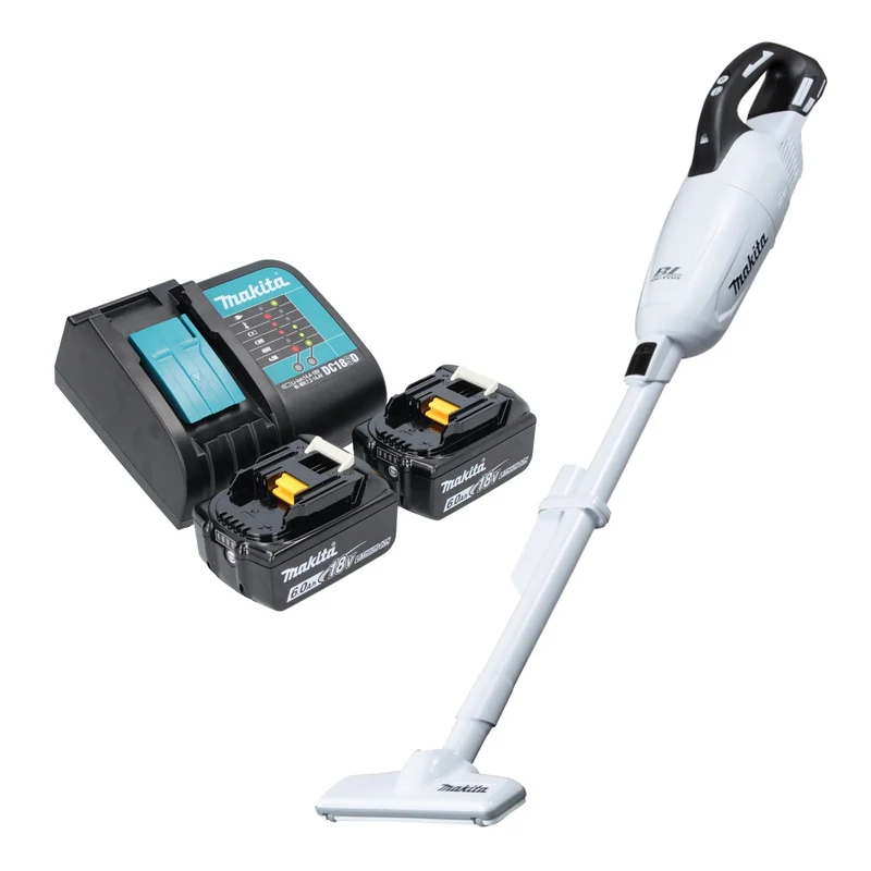 Makita DCL 281 FSGW Aspirateur sans fil 18 V blanc Brushless + 2x batterie 6,0 Ah + chargeur