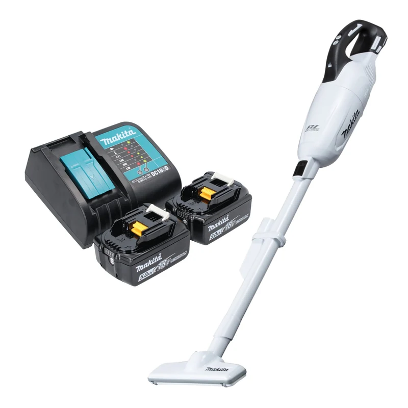 Makita DCL 281 FSTW Aspirateur sans fil 18 V blanc Brushless + 2x batterie 5,0 Ah + chargeur