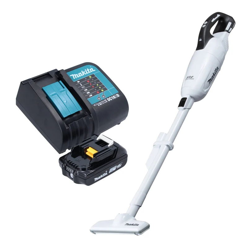 Makita DCL 281 FSA1W Aspirateur sans fil 18 V blanc Brushless + 1x batterie 2,0 Ah + chargeur
