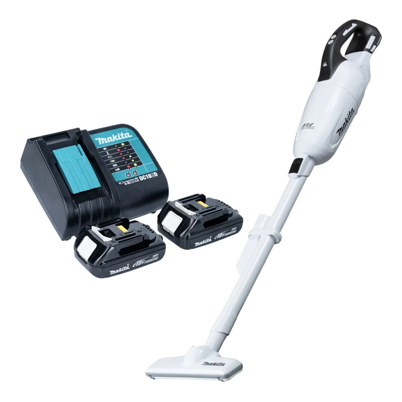 Makita DCL 281 FSYW Aspirateur sans fil 18 V blanc Brushless + 2x batterie 1,5 Ah + chargeur