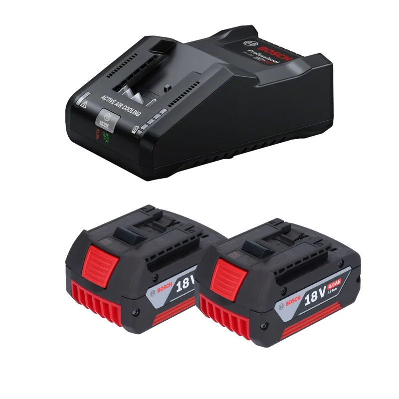 Bosch Kit de démarrage 2x GBA 18 V / 4 Ah / 4000 mAh batterie Li-Ion ( 2x 1600Z00038 ) + chargeur GAL 18V-160 Professional ( 1600A02T5G )