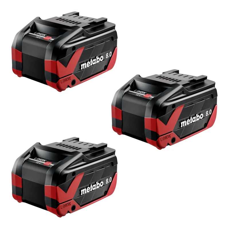 Metabo 3x Pack d'accumulateurs LiHDX 18 V 8,0 Ah CAS Li-Ion ( 3x 624975000 )