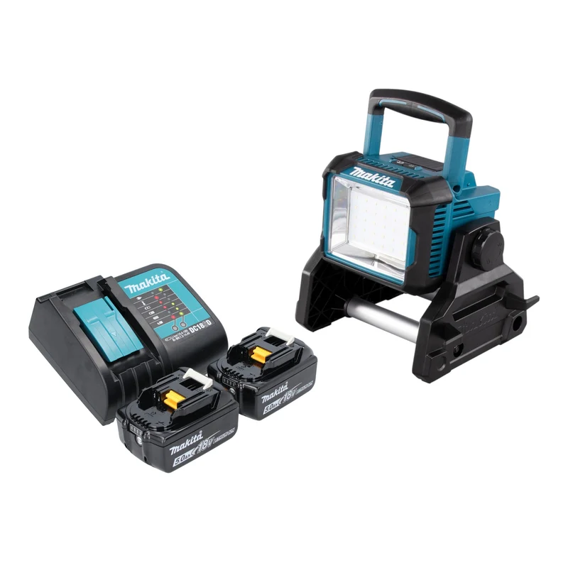 Makita DEADML 811 ST Projecteur de chantier sans fil 14,4 / 18 V 3000 lm LED + 2x batterie 5,0 Ah + chargeur