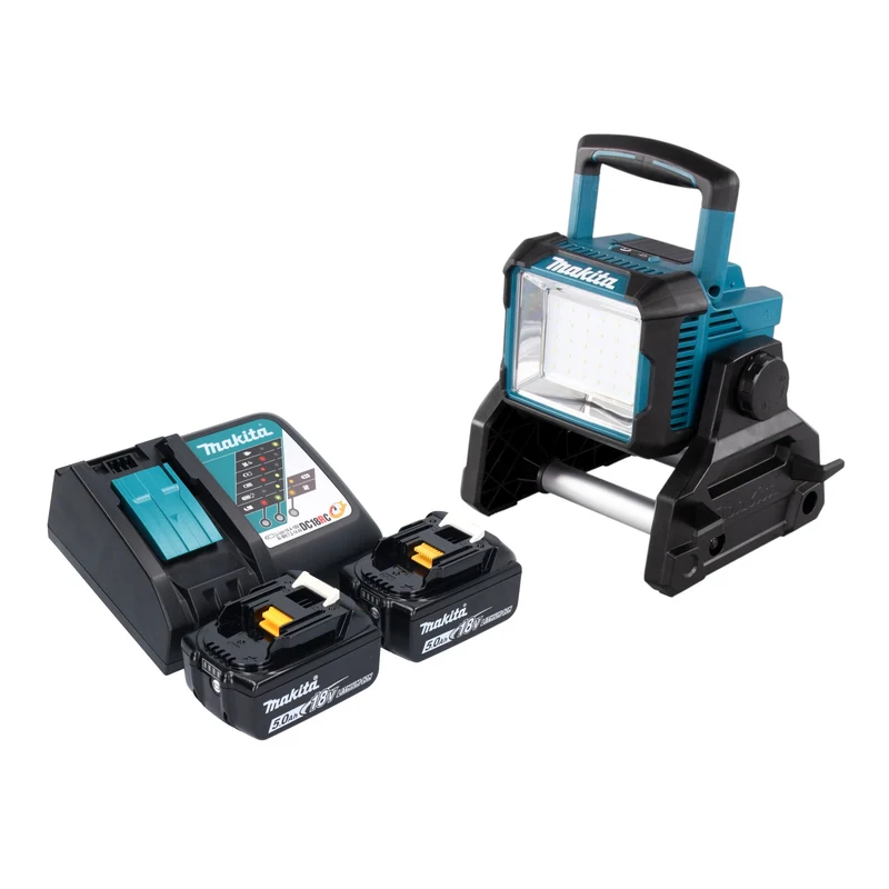 Makita DEADML 811 RT Projecteur de chantier sans fil 14,4 / 18 V 3000 lm LED + 2x batterie 5,0 Ah + chargeur