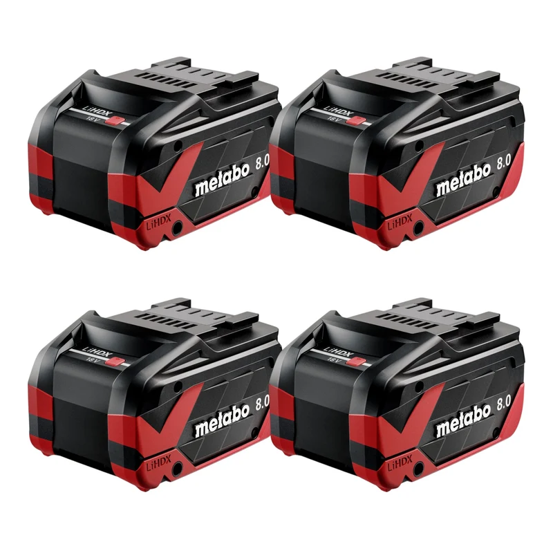Metabo 4x Pack d'accumulateurs LiHDX 18 V 8,0 Ah CAS Li-Ion ( 4x 624975000 )