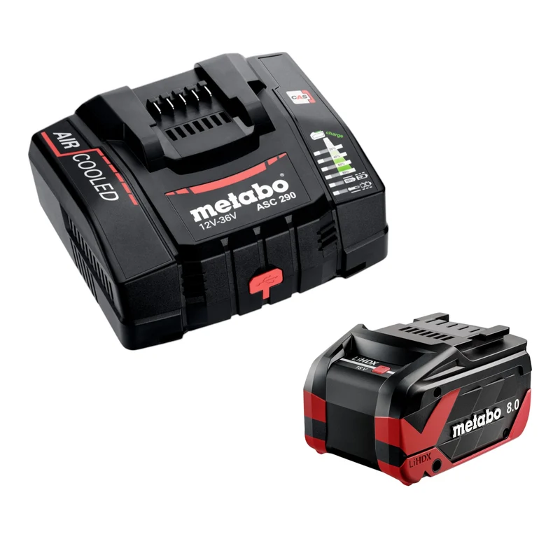 Metabo Set de base 1x bloc batterie LiHDX 18 V 8,0 Ah ( 624975000 ) + chargeur ASC 290 ( 627370000 )
