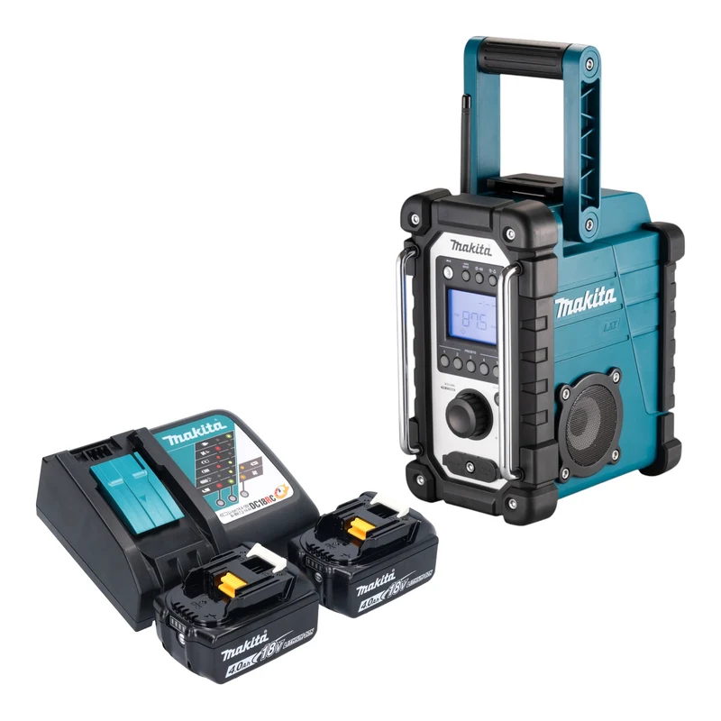 Makita DMR 116 RM Radio de chantier sans fil 14,4 - 18 V AM FM AUX + 2x batterie 4,0 Ah + chargeur