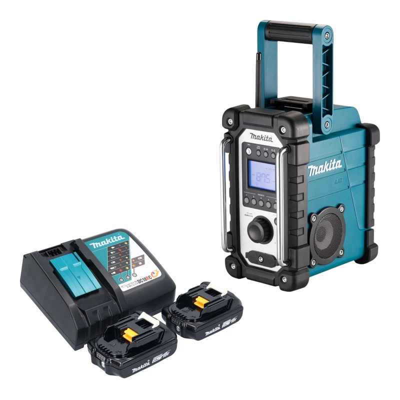 Makita DMR 116 RA Radio de chantier sans fil 14,4 - 18 V AM FM AUX + 2x batterie 2,0 Ah + chargeur
