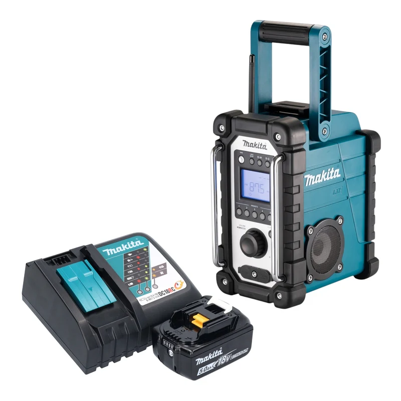 Makita DMR 116 RT1 Radio de chantier sans fil 14,4 - 18 V AM FM AUX + 1x batterie 5,0 Ah + chargeur