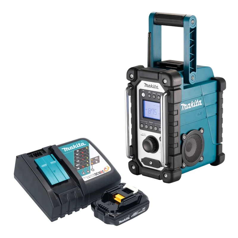 Makita DMR 116 RY1 Radio de chantier sans fil 14,4 - 18 V AM FM AUX + 1x batterie 1,5 Ah + chargeur