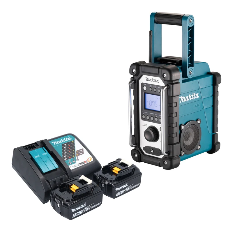 Makita DMR 116 RG Radio de chantier sans fil 14,4 - 18 V AM FM AUX + 2x batterie 6,0 Ah + chargeur