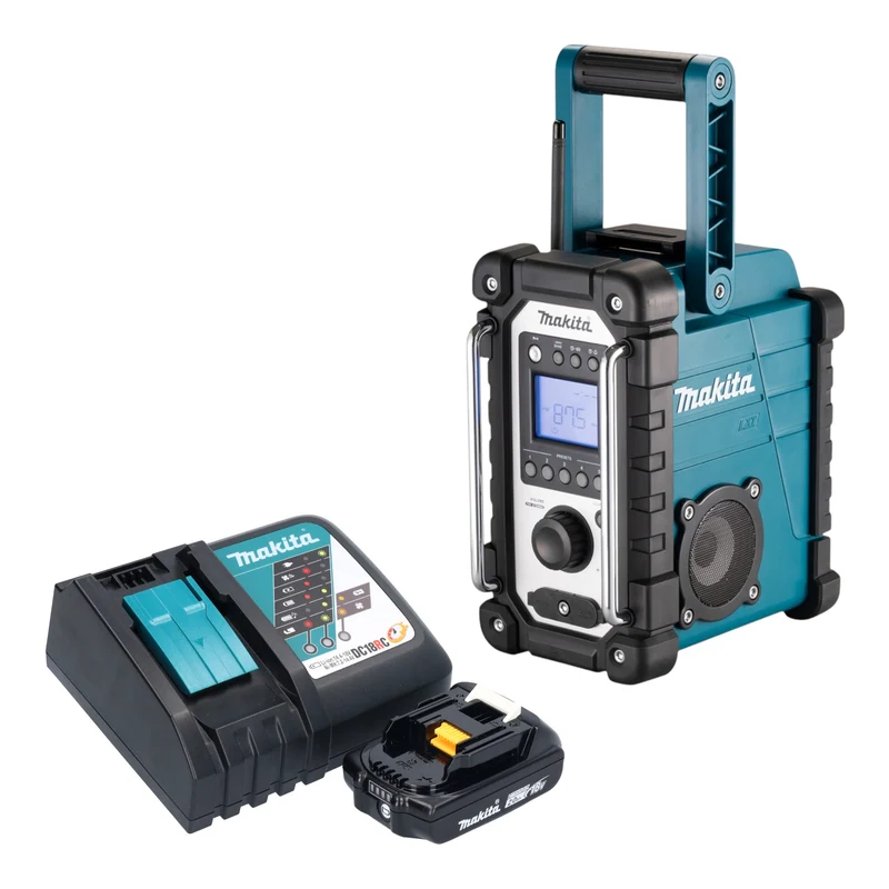 Makita DMR 116 RA1 Radio de chantier sans fil 14,4 - 18 V AM FM AUX + 1x batterie 2,0 Ah + chargeur
