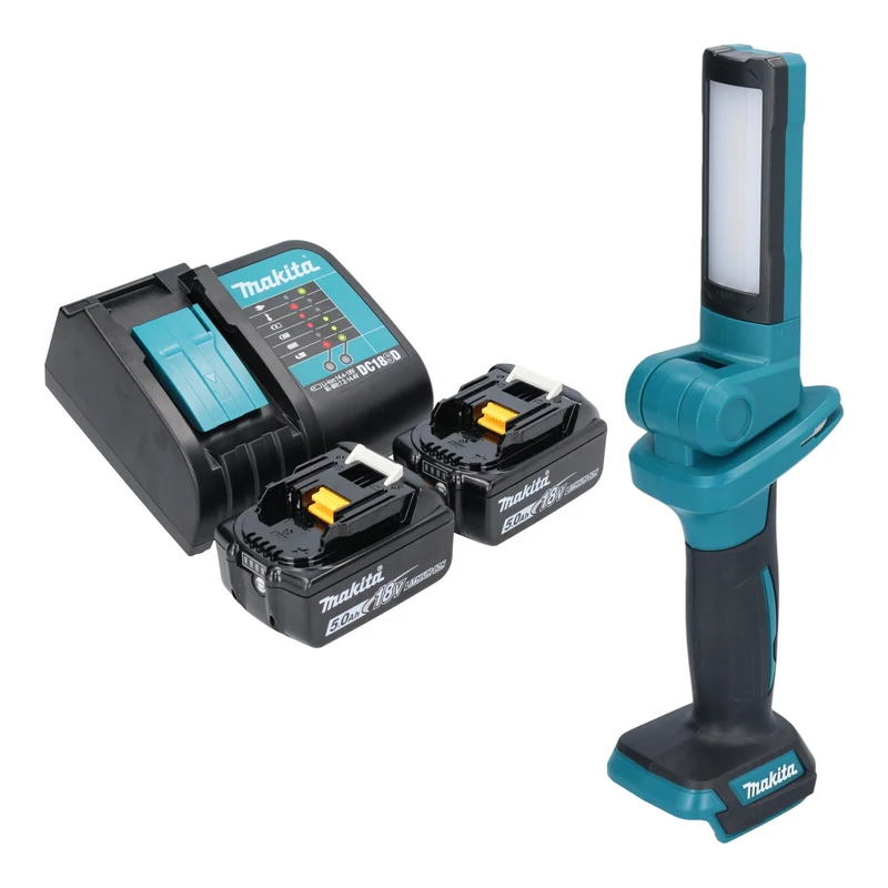 Makita DML 816 ST Lampe de travail sans fil 18 V 100 - 500 lm LED + 2x batterie 5,0 Ah + chargeur