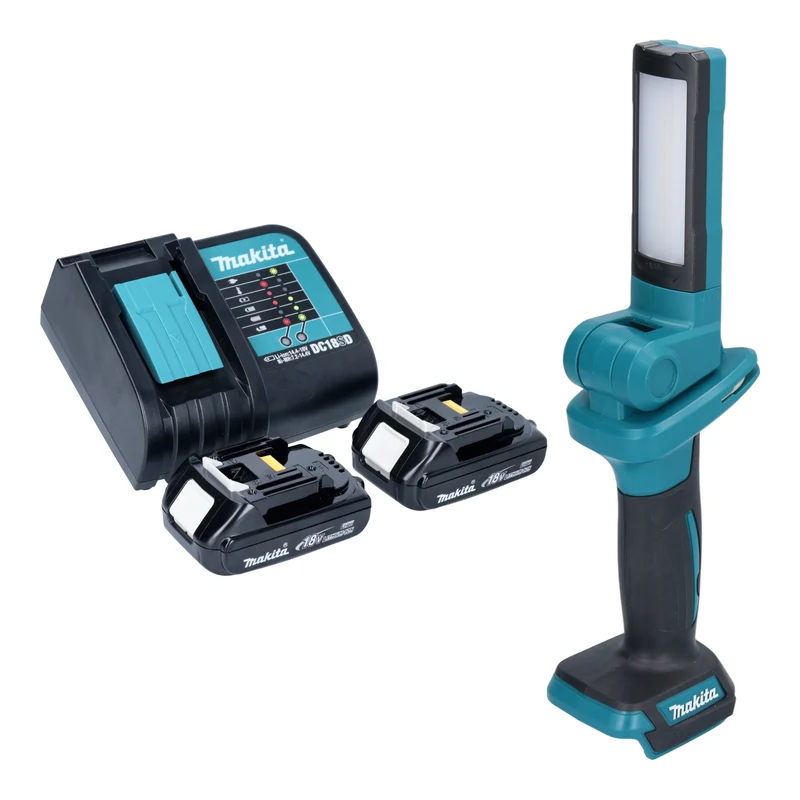 Makita DML 816 SY Lampe de travail sans fil 18 V 100 - 500 lm LED + 2x batterie 1,5 Ah + chargeur