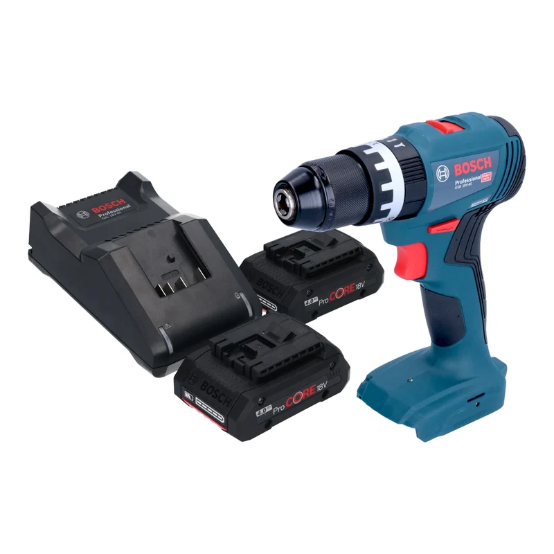 Bosch GSB 18V-45 Professional Perceuse-visseuse à percussion sans fil 18 V 45 Nm Brushless + 2x batterie ProCORE 4,0 Ah + chargeur