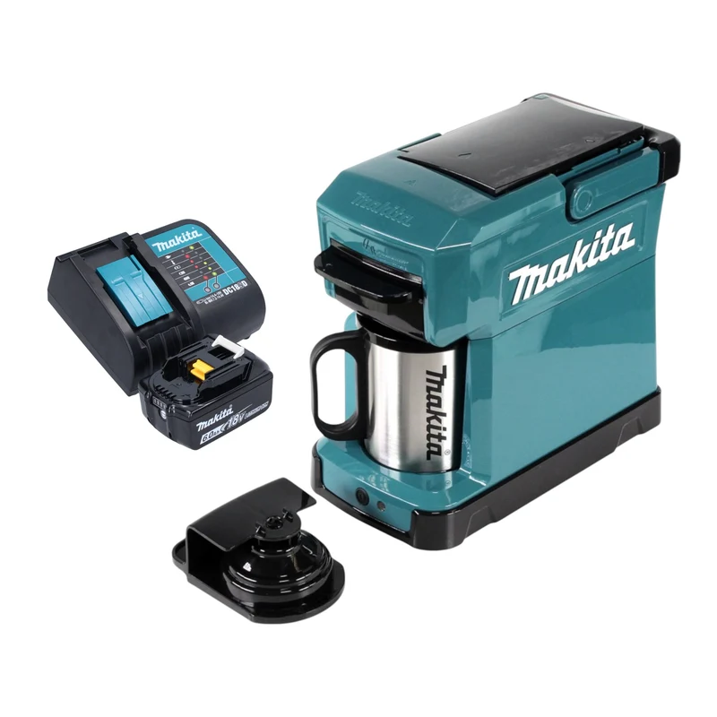 Makita DCM 501 SG Cafetière sans fil 12 V maxi / 18 V + 1x batterie 6,0 Ah + chargeur