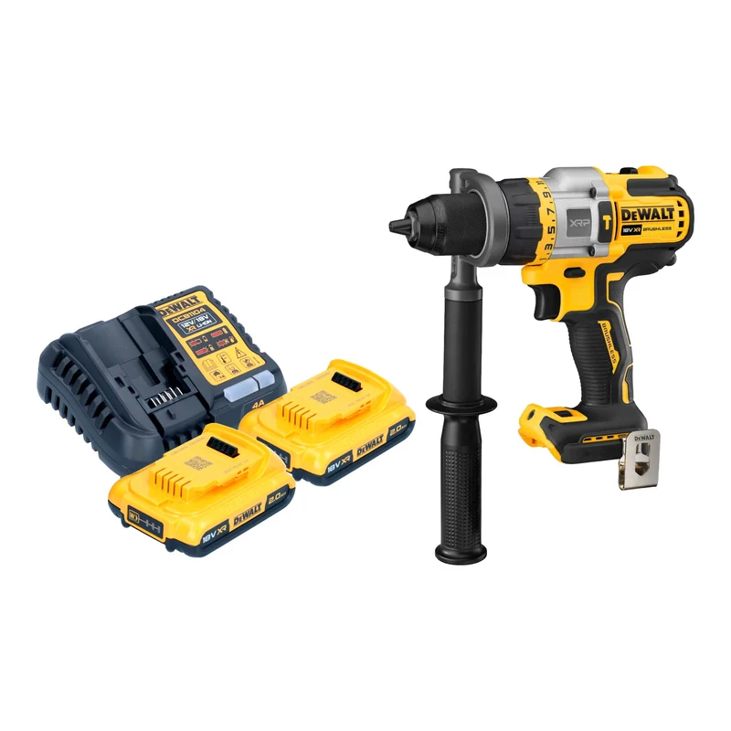 DeWalt DCD 999 D2 Perceuse-visseuse à percussion sans fil 18 V 95 Nm Brushless + 2x batterie 2,0 Ah + chargeur
