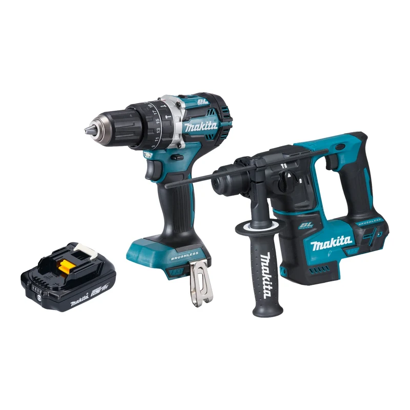 Makita DLX 2278 A1 Kit combiné batterie + perceuse-visseuse à percussion 54 Nm DHP 484 + marteau perforateur 1,2 J DHR 171 + 1x batterie 2,0 Ah - sans chargeur