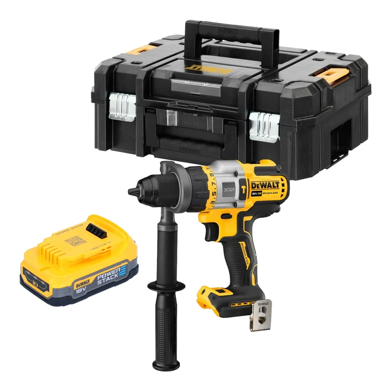 Perceuse à percussion sans fil DeWalt DCD 999 NT 18 V 95 Nm sans balai + 1x batterie Powerstack 1,7 Ah + TSTAK - sans chargeur