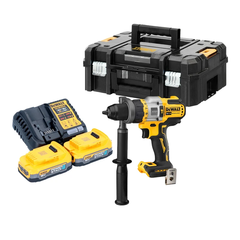 Perceuse à percussion sans fil DeWalt DCD 999 E2T 18 V 95 Nm sans balai + 2x batterie Powerstack 1,7 Ah + chargeur + TSTAK