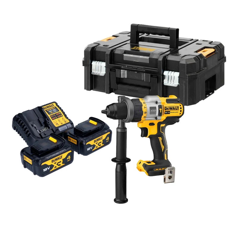 Perceuse à percussion sans fil DeWalt DCD 999 M2T 18 V 95 Nm sans balais + 2 batteries 4,0 Ah + chargeur + TSTAK