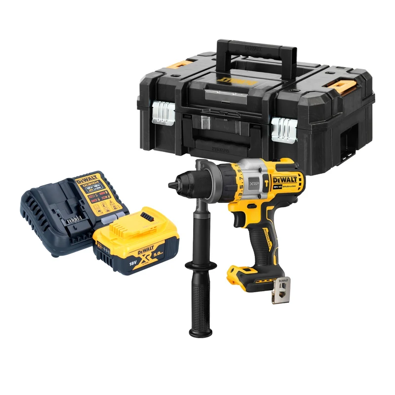 Perceuse à percussion sans fil DeWalt DCD 999 P1T 18 V 95 Nm sans balai + 1x batterie 5,0 Ah + chargeur + TSTAK